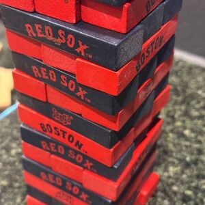 Boston Red Sox JENGA pieces red blue MLB baseball game used